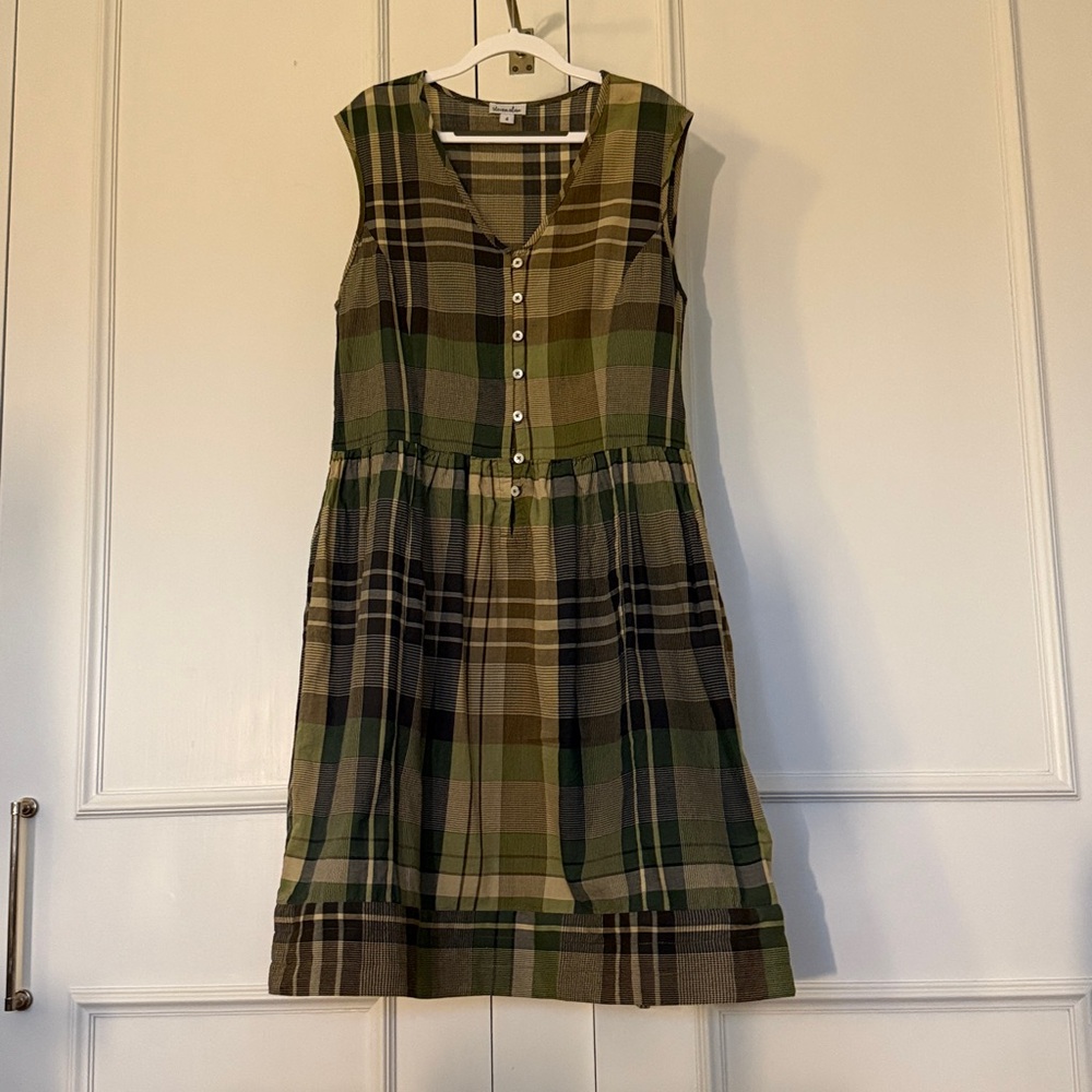 Steven Alan Green and Brown Plaid Midi Dress